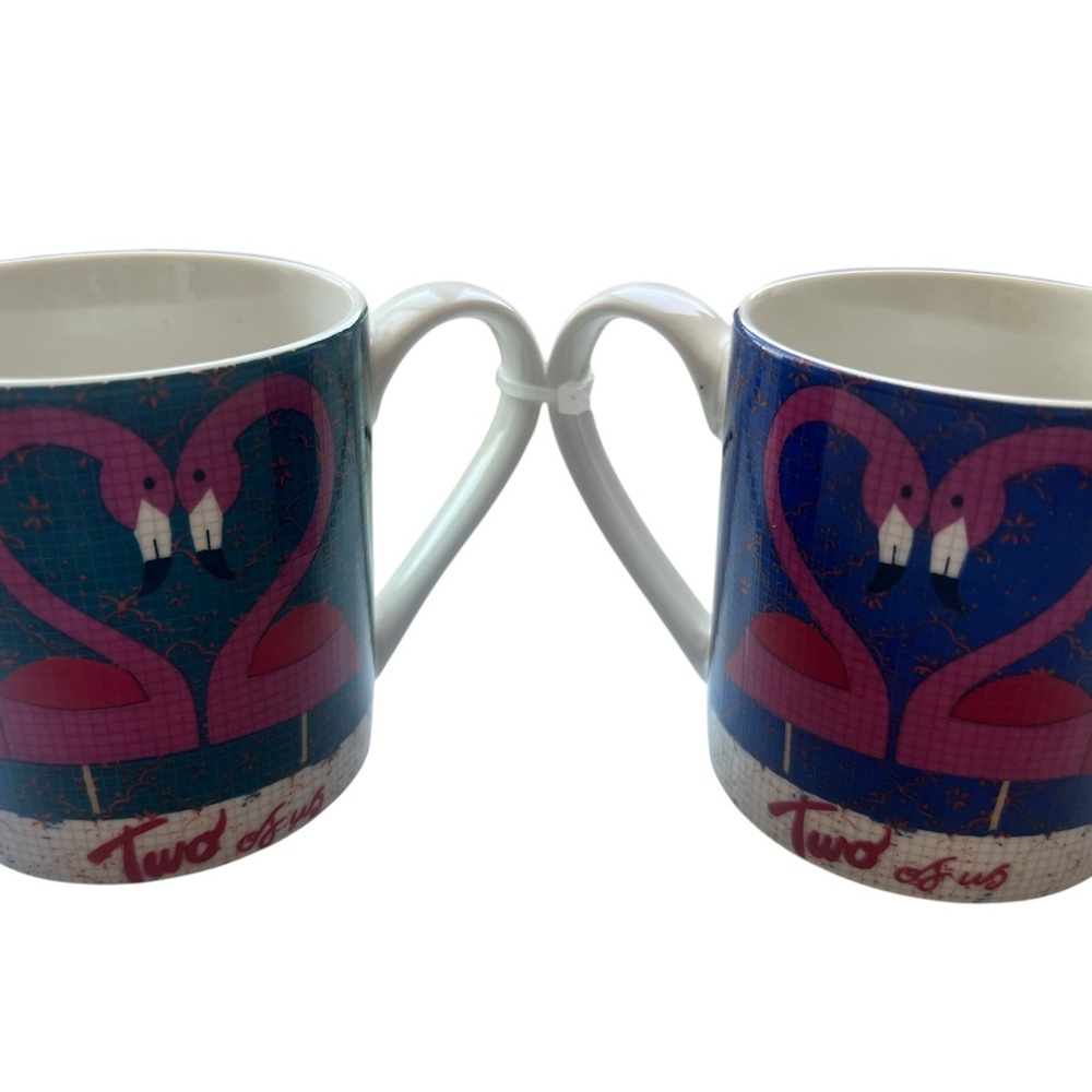 Paul Thurlby “Two of Us” Flamingo Mugs - Vintage